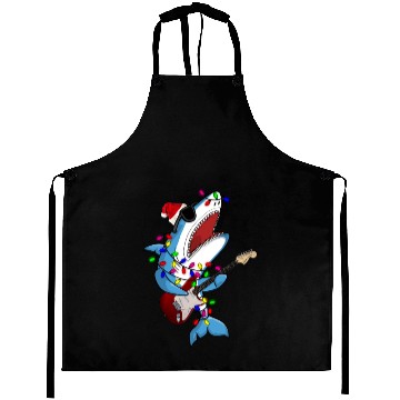 Discover Shark Santa Guitar Player Aprons