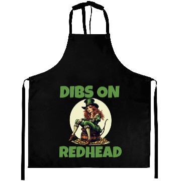 Discover Funny Irish St Patricks Shamrock Dibs On Redhead Aprons