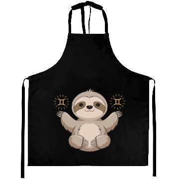 Discover Adorable Gemini Zodiac Sloth Embraces Gemini Charm Aprons