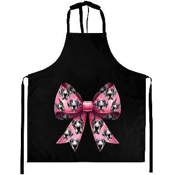 Discover Coquette Bow Great Dane Dog Mom Pattern Pink Aprons