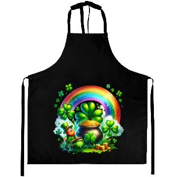 Discover St. Patrick's Day Shamrock Pot Gold Rainbow Aprons