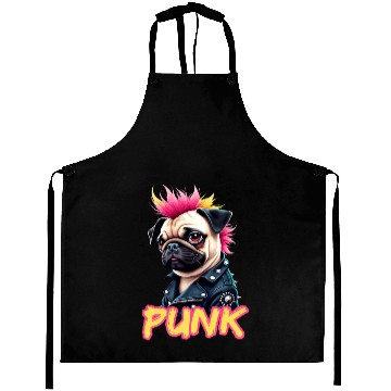 Discover Punk Pug with Mohawk and Jacket - Embrace the Aprons