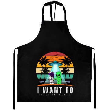 Discover Vintage Alien Sunset Otherworldly Escape Aprons