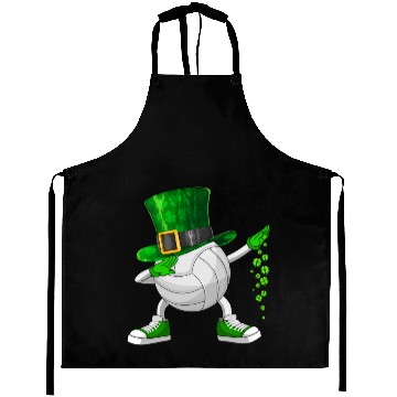 Discover Funny Dabbing Shamrock Volleyball St Patrick's Day Aprons