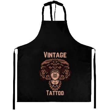 Discover Vintage Tattoo Art – Aztec Warrior Design Aprons