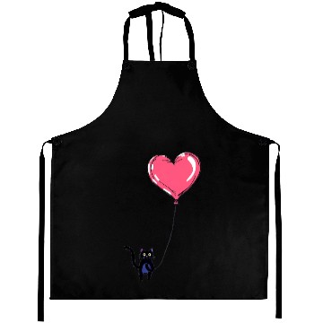 Discover Cat Holding a Heart-Shaped Balloon Aprons