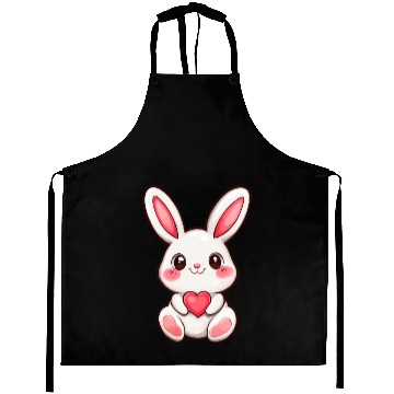 Discover Sweet bunny embracing a heart in its paws Aprons