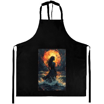 Discover Moonlit Requiem Waves of Ink and Light Aprons