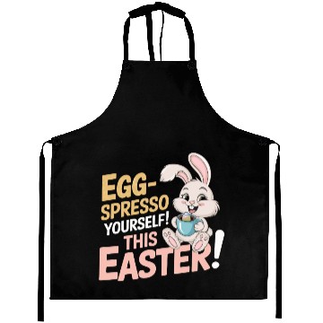 Discover Egg-spresso Yourself! Easter Bunny with Coffee cup Aprons
