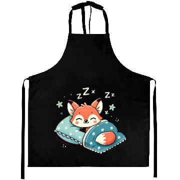 Discover Fox Sleeping In Bed At Night Time Aprons
