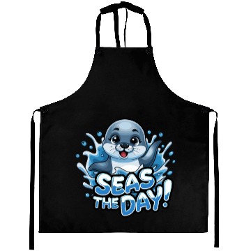 Discover Seas The Day Seal Enthusiast Splash Vibes Aprons