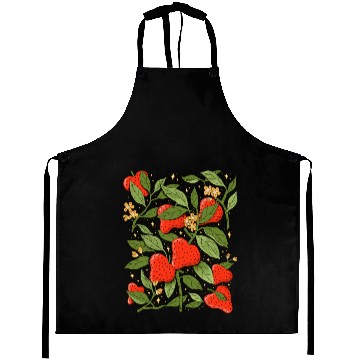 Discover Heartfelt Strawberry Blossom Design Aprons