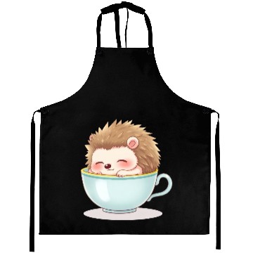 Discover Cute hedgehog relaxing in a light blue cup Aprons