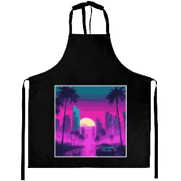 Discover Neon Paradise Vaporwave Sunset Vibes Aprons