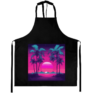 Discover Neon Paradise Vaporwave Sunset Vibes Aprons