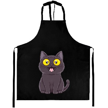 Discover Black Surprised Kitty Aprons