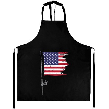 Discover Fishing Rod American Flag Aprons