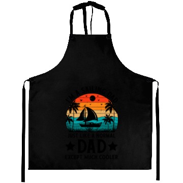 Discover Sailing Dad Cool Vintage Sunset Graphic Aprons