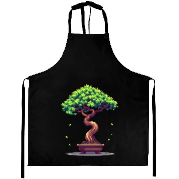 Discover Pixel Bonsai Tree – Retro Nature Serenity Aprons