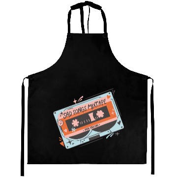 Discover Vintage Sad Songs Mixtape Design Aprons