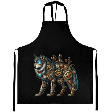 Discover Steampunk Wolf Aprons, Mechanical Wolf Design