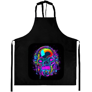 Discover Neon Style Skull Rave Party Glow Aprons