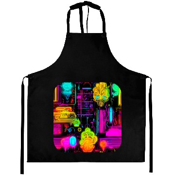 Discover Neon UV Style Vintage 80s Retro Aprons