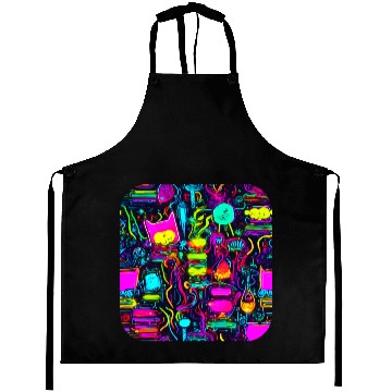 Discover Neon UV Style Vintage 80s Retro Aprons