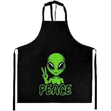 Discover Grey Alien Peace Aprons