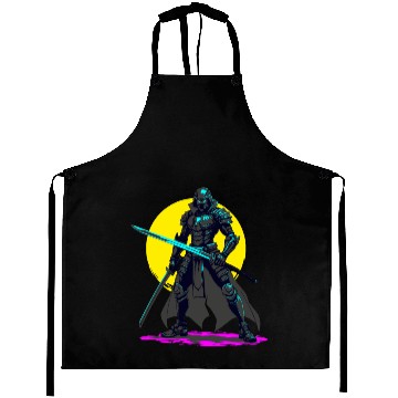 Discover Cyberpunk Armored Samurai Neon Warrior Art Aprons