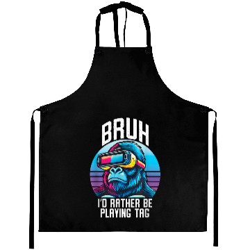 Discover Bruh VR Gorilla Funny Gaming Virtual Reality Aprons