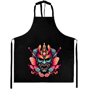 Discover Artistic Japanese Samurai Oni Mask Aprons