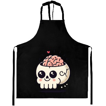 Discover Cute Skull with Brain & Heart Aprons