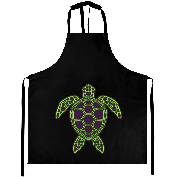Discover Green Neon Lava Sea Turtle Design Aprons
