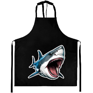 Discover Big White Shark Attack Aprons