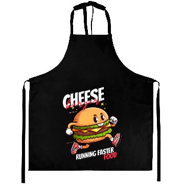 Discover Cheese burger running faster food Aprons
