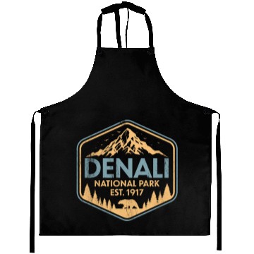Discover Retro Denali National Park Mountains Nature Aprons