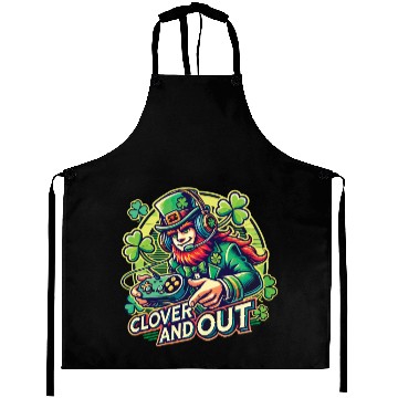 Discover Clover And Out St. Patricks Day Gaming Design Aprons