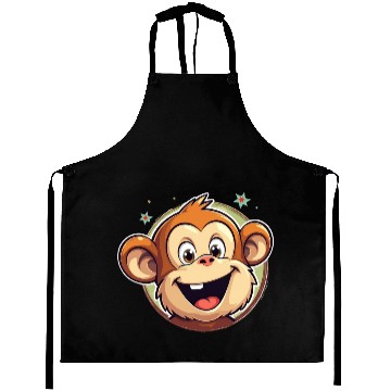 Discover Cute Cartoon Monkey Face Aprons