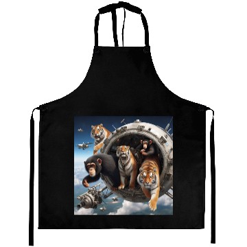 Discover Tigers and chimpanzees and bears spacecraft Aprons