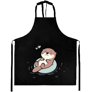 Discover Relaxed Otter – Cute Animal Illustration Aprons