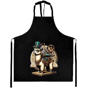 Discover Steampunk Llama with Gears and Goggles Aprons