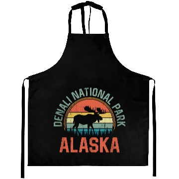 Discover Denali National Park Alaska Moose Hiking Nature Aprons