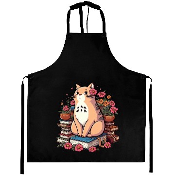 Discover Book Cat Floral Aprons
