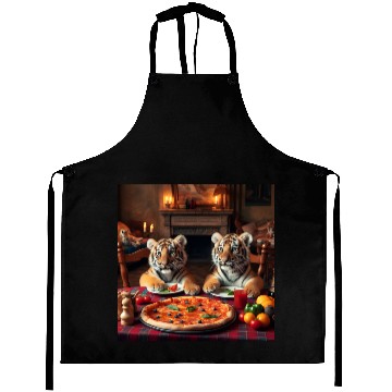 Discover Tiger Cubs eating pizza Aprons