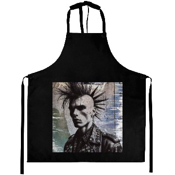 Discover punk on a grunge background Aprons