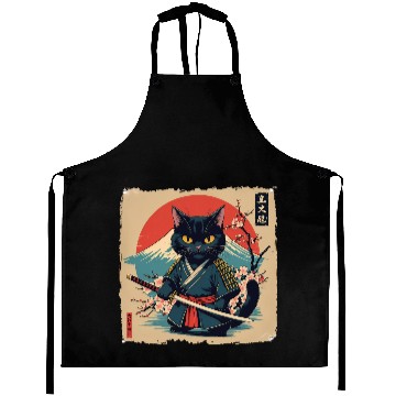 Discover samurai cat Aprons