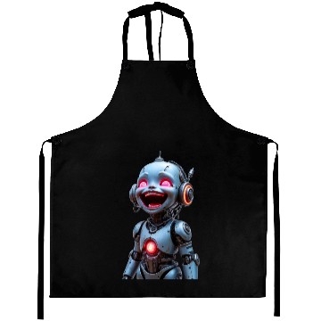 Discover Scrap Metal Robot Baby huge smile Aprons