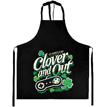 Discover St. Patrick's Day Retro Gaming Clover And Out Aprons