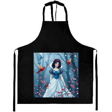 Discover Snow White fantasy with birds. Aprons
